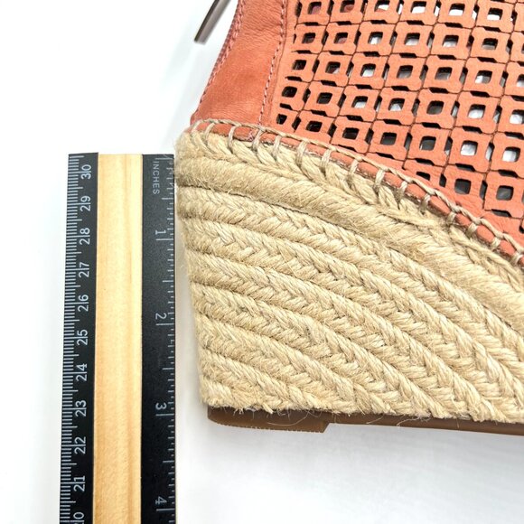 Vince Camuto Size 7.5 Coral Salmon Leather Wedges Espadrilles Sandals Shoes - Picture 12 of 13